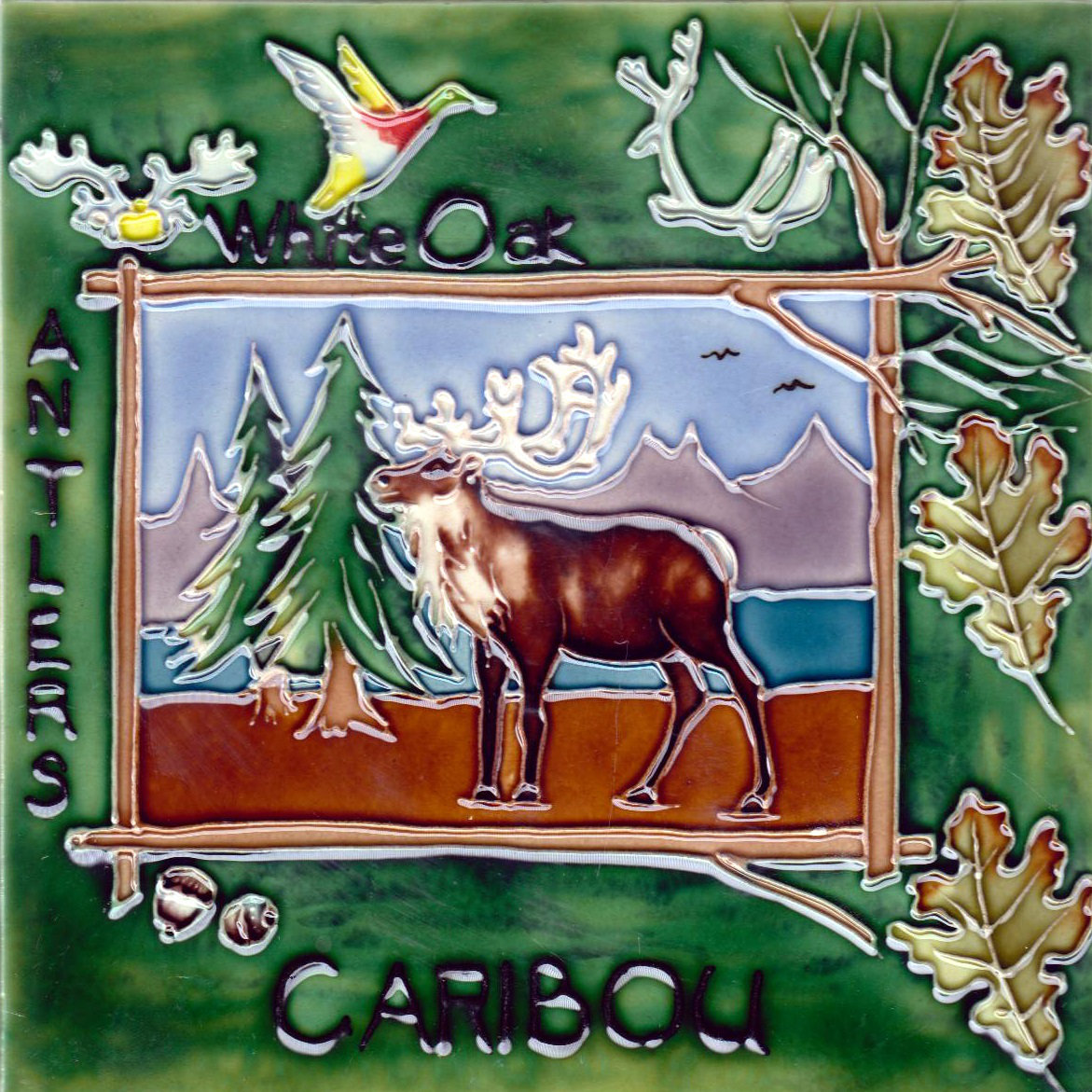 Continental Art Center 8x8" Nature Caribou Ceramic Art Tile Wall Décor